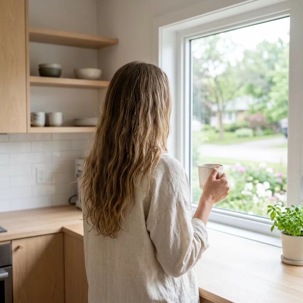 Anonym person i nordiskt kök - wellness och välmående